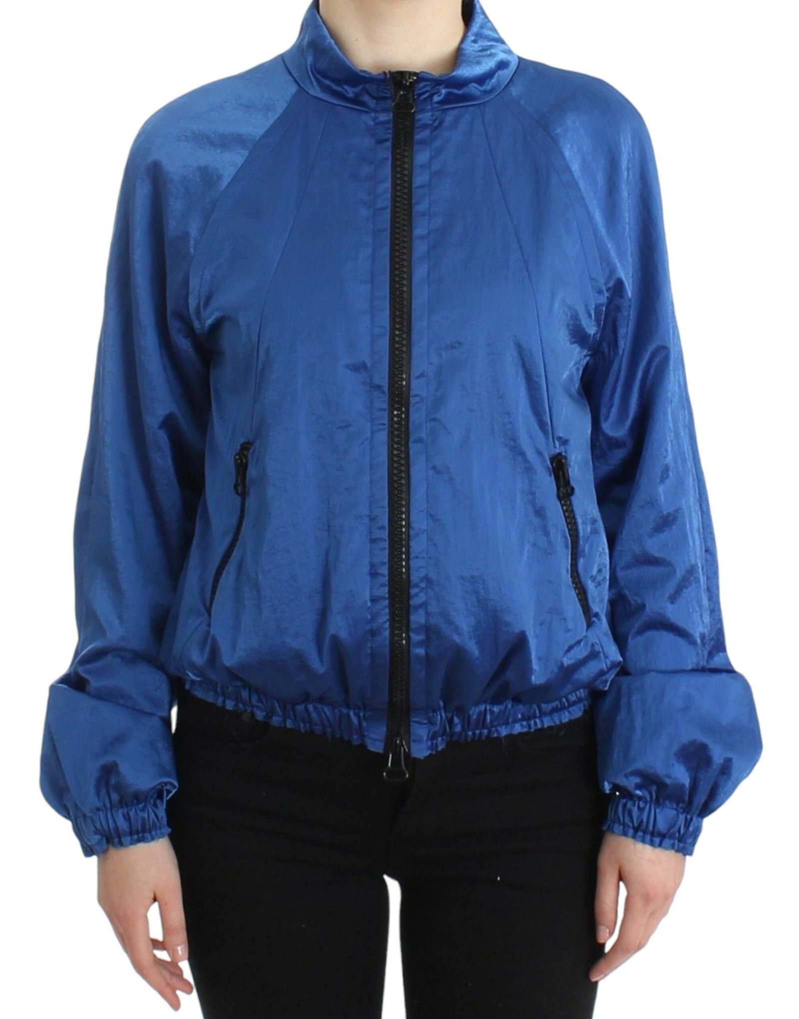 Chic Blue Bomber Jacket for Elegant Outings