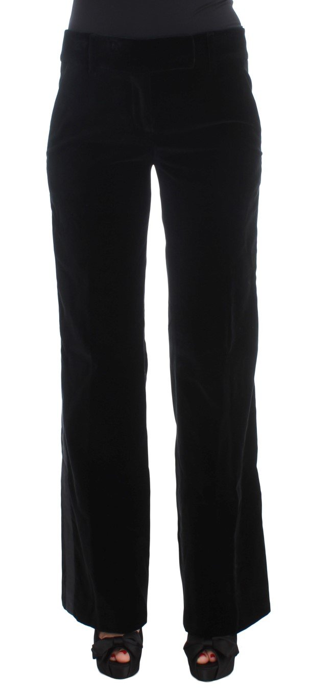 Elegant Black Wide Leg Silk Blend Pants