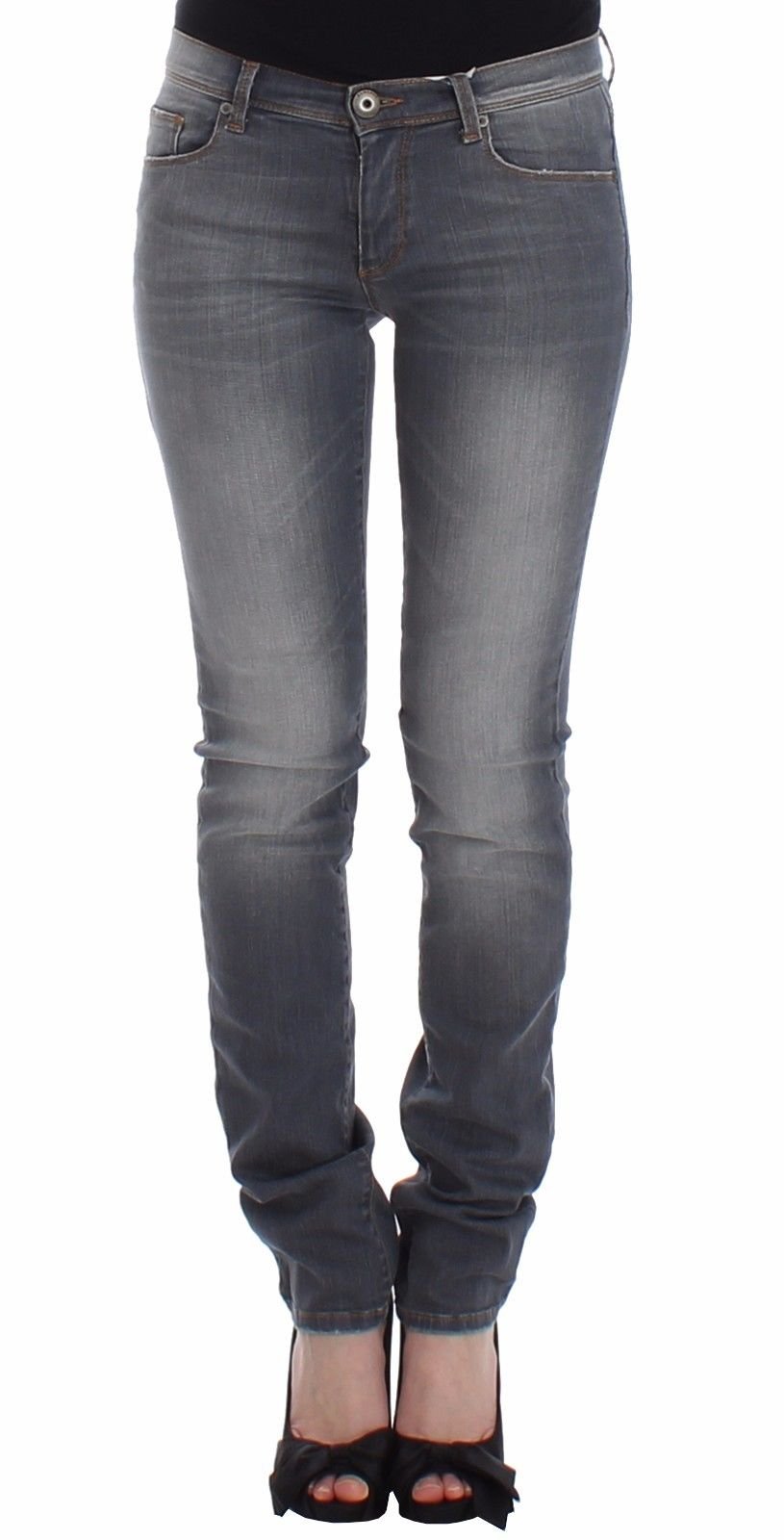 Chic Gray Slim-Fit Skinny Jeans