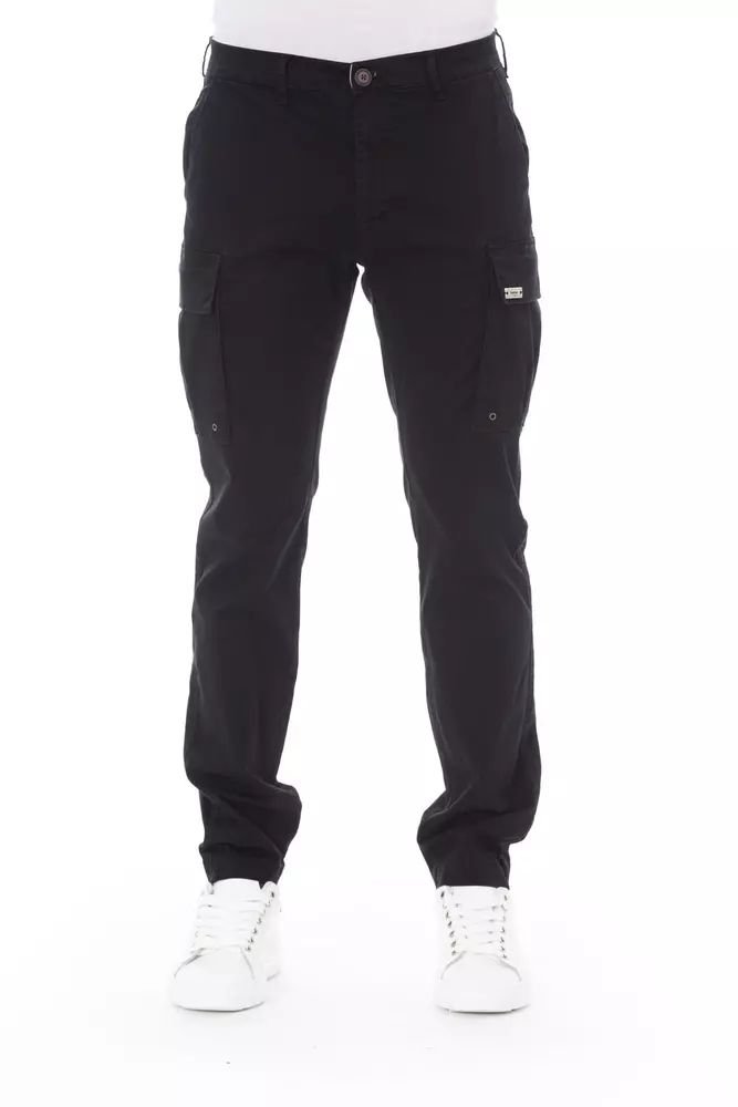 Sleek Black Cargo Trousers – Stretch Cotton Blend