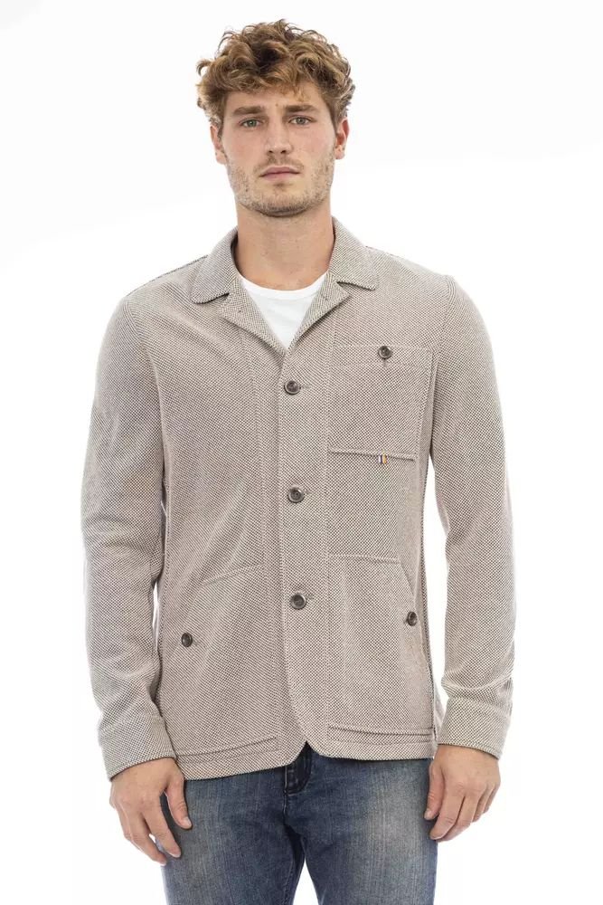 Beige Cotton Blend Chic Jacket for Men