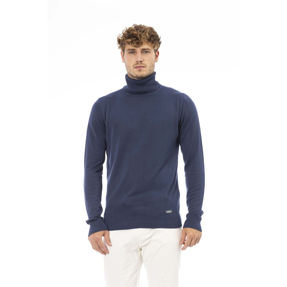 Chic Turtleneck Sweater in Blue – Modal & Cashmere Blend