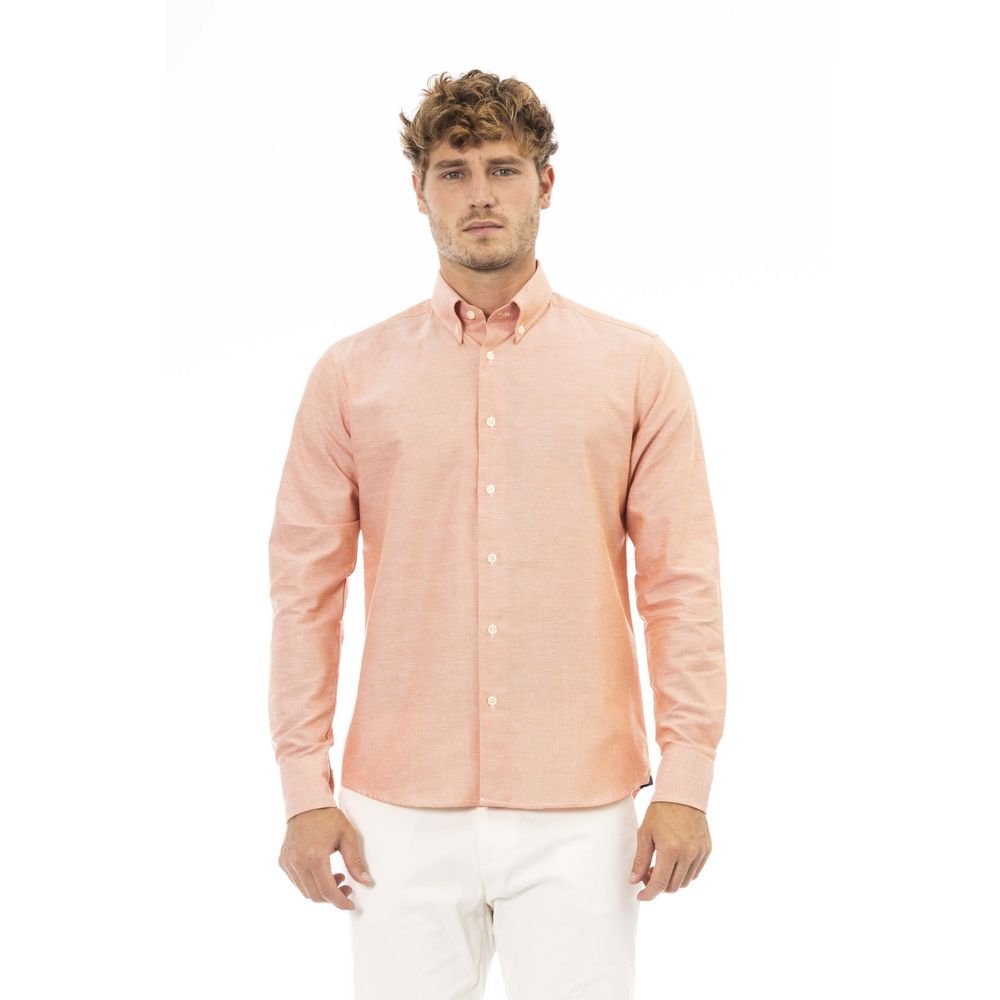 Elegant Orange Cotton Blend Shirt