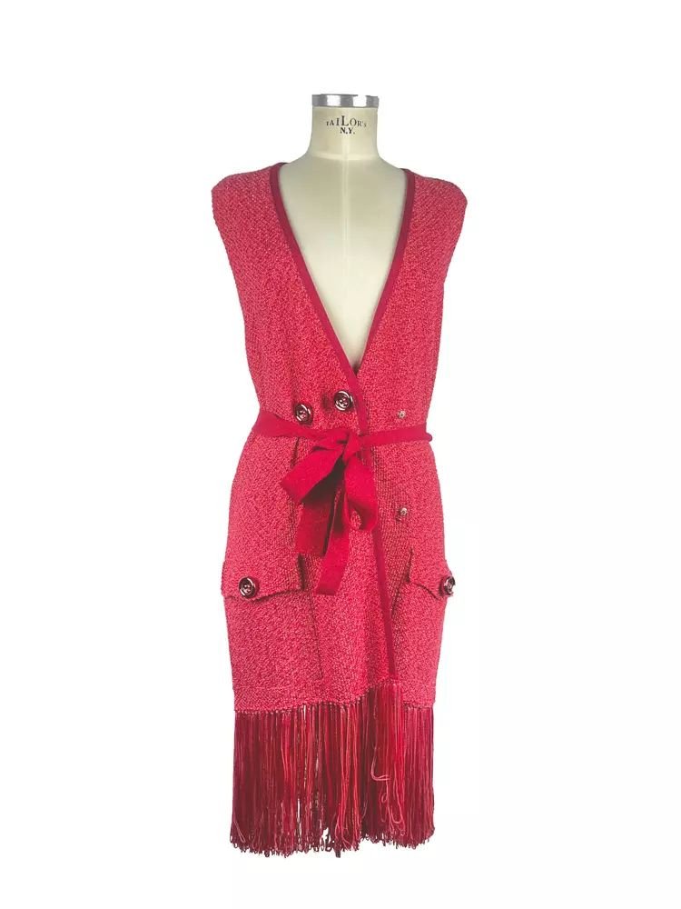 Fuchsia Sleeveless V-Neck Cardigan