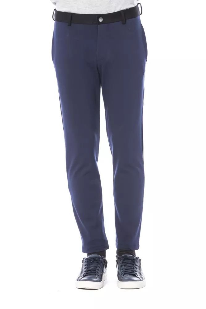 Elegant Slim Fit Blue Trousers