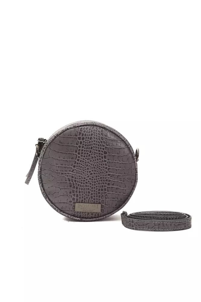 Chic Gray Croc-Embossed Crossbody