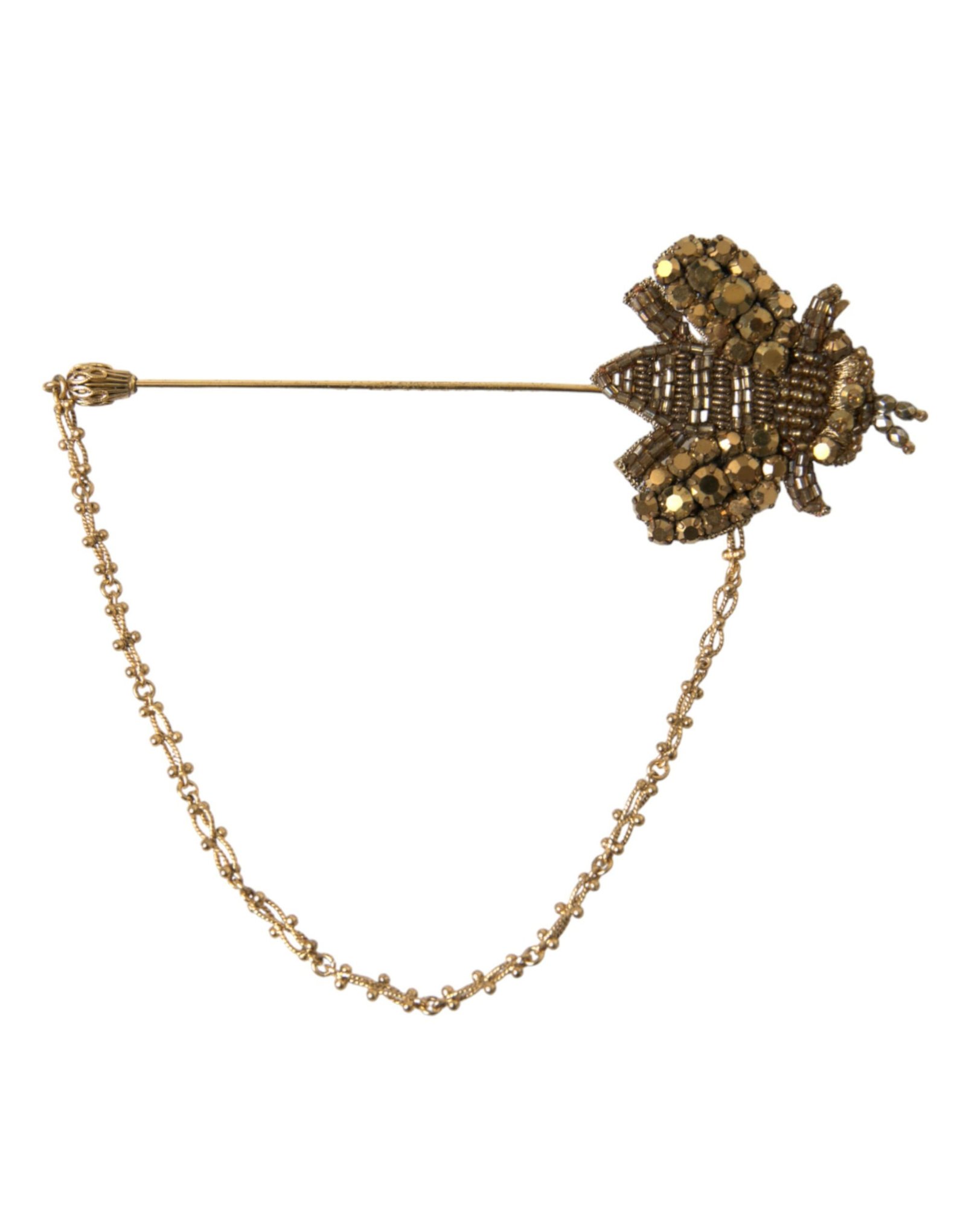 Crystal Embellished Gold Tone Bee Lapel Pin