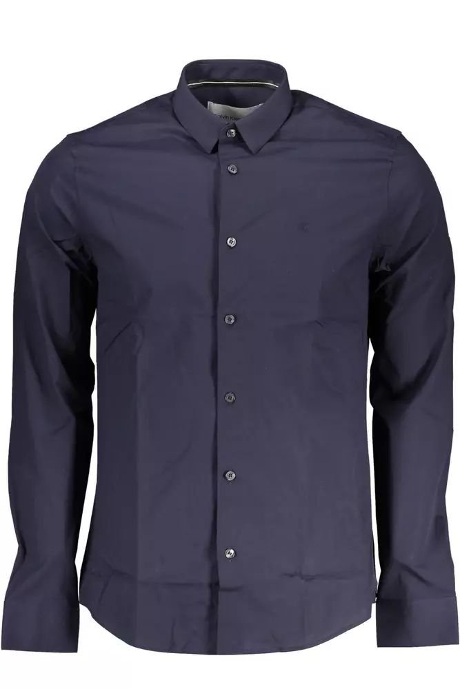 Elegant Slim Fit Blue Cotton Shirt