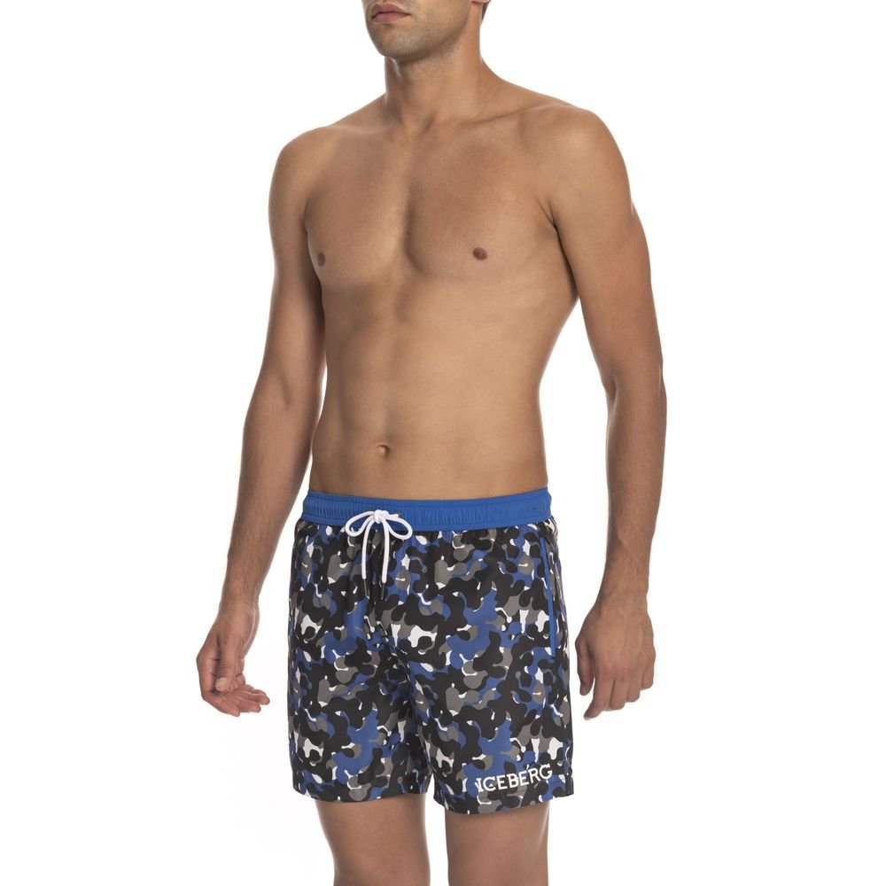 Blue Polyester Swimwear